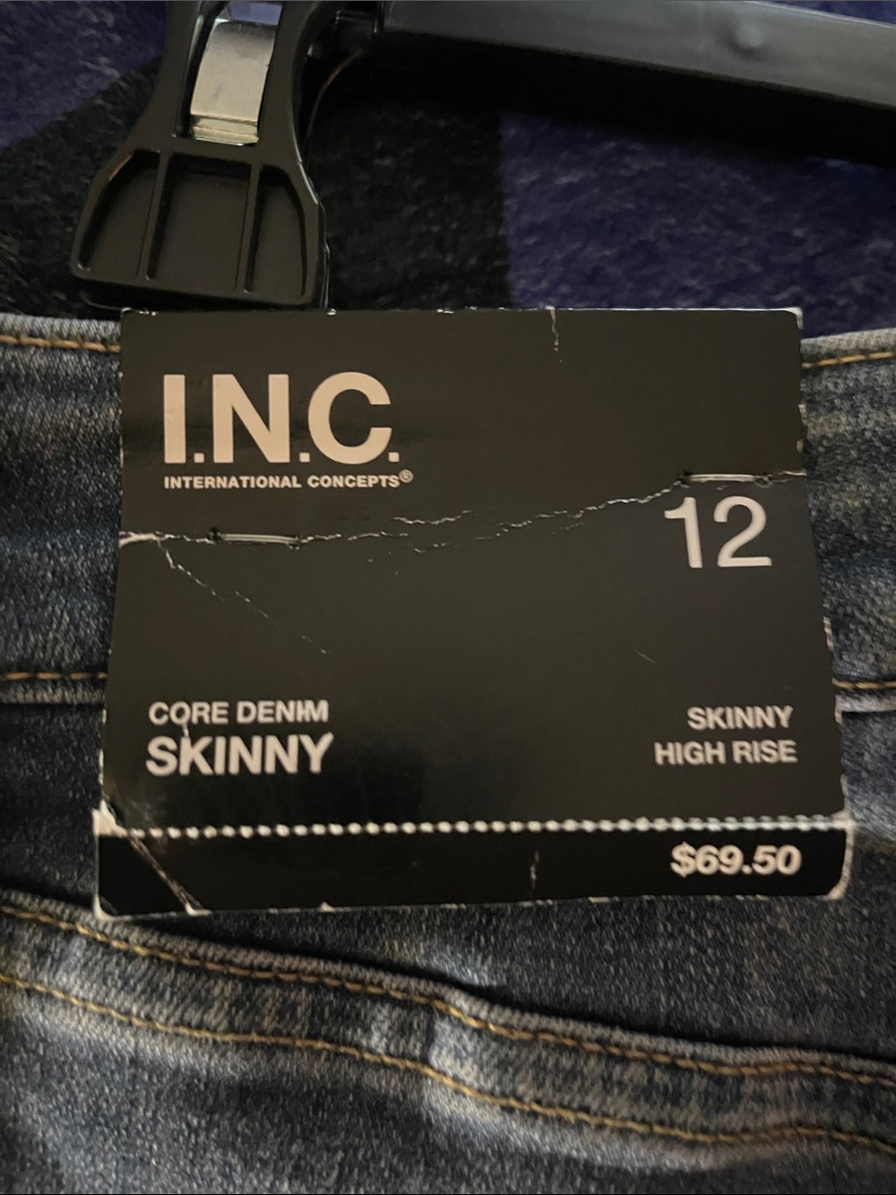 INC Denim Women’s Blue Skinny Jeans with Knee Distressing - Picture 3 of 5